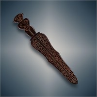 A Finely Caved Chinese Red Jade "Dagger" With Inte