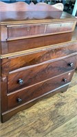 Vintage dresser, burled  wood finish, three