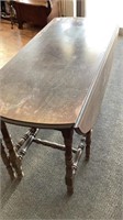 Round gate leg table, may be mahogany, measures