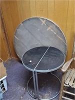Two Half Metal Tables and Table Top