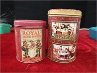 2 Vintage Tins Royal Baking Powder and Cookies