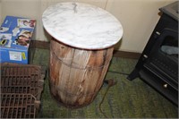Antique Nail Keg with Marble Top
