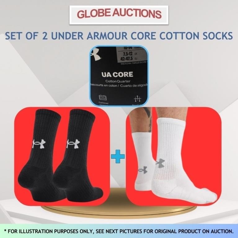 SET OF 2 UNDER ARMOUR CORE COTTON SOCKS