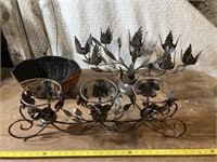 3 metal candle holders