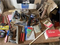 Jack stands, staplers, rust oleum, misc tools