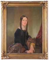 1845 Portrait of Woman in Black w/ Paisley