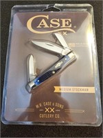 NEW CASE 3 BLADE POCKET KNIFE W/BLUE BONE GRIPS