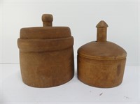 ANTIQUE WOODEN SWAN & THISTLE BUTTER PRESSES