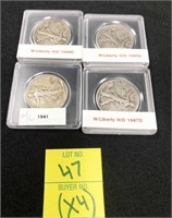 1944- D, 1943 -D, 1941, 1947-D Walking Liberty