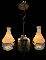 Rare Double Glass Globe Hanging Oil Lamp