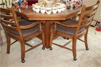 OCTAGON TABLE WITH STORAGE AND 4 ARM CHAIRS