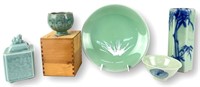 Group of Asian Celadon Colored Pieces