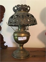 Brass Aladdin Style Lamp with Hand Hammered Shade