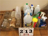 Cleaners, canning jars, plastic pitchers