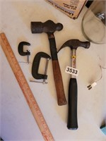 (2) HAMMERS, (2) C-CLAMPS LOT