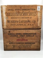 Lot of 2 Adv. Wood Ammo Boxes Including