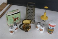Kitchen Vintage Lot - Tin, Grater, Chop, S&P