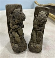 Pair of Cherub Figural Chalkware Bookends