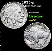 1935-p Buffalo Nickel 5c Grades Choice AU/BU Slide