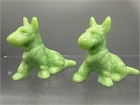 Jadite Glass dog figurines