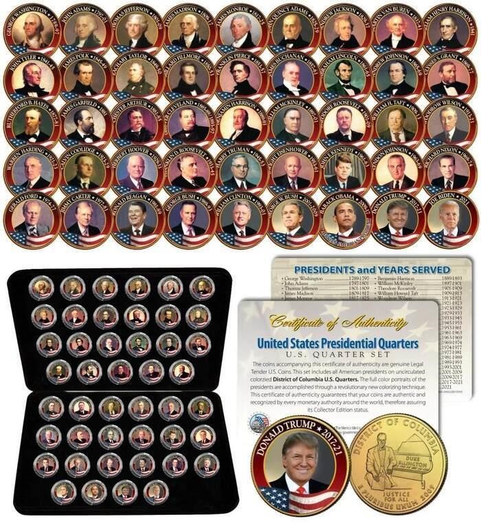 All 46 Us Presidents Dc Quarters Coin Set 24k Gold