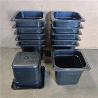 12x Black Plastic 6 Inch Deep Food Pans