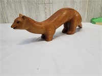 Wood Carved Weasel Mink Figure Signed