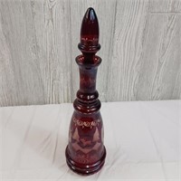 40's Ruby Red Glass Egermann Decanter