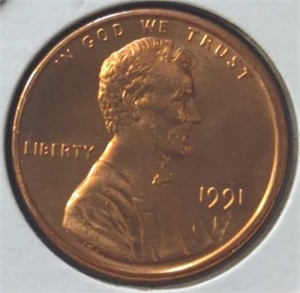 Uncirculated 1991 Lincoln penny