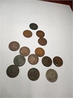 Indian Head Pennies & 1868 Nickel