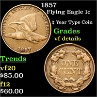 1857 Flying Eagle 1c Grades vf details