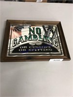NO GAMBLING FRAMED MIRROR, 10.5 X 13.5"