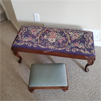 Needlepoint bench & small stool