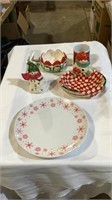 Christmas plates, mug, bowls, cake spatula