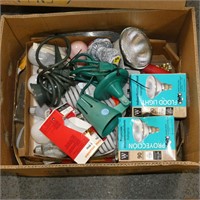 Box Lot of Light Bulbs & Home Decor