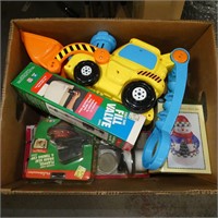 Box Lot of Toys & Toilet Parts