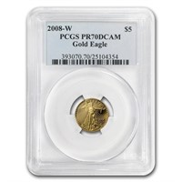 2008-w 1/10 Oz Proof Gold Eagle Pr-70 Pcgs