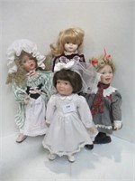 4 Porcelain Collectible Dolls
