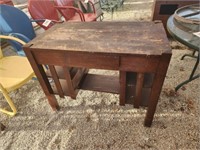 Old Mission style oak desk with drawer.
