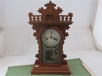 Walnut Gingerbread Shelf Clock with Key