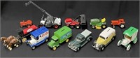 7 Die Cast Car Banks and 4 Tractors