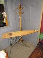 Antique Ironing Board and Coat Rack