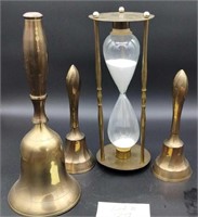 Vintage Brass Bells and Hourglass