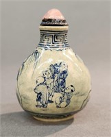 Chinese blue and white porcelain snuff bottle.