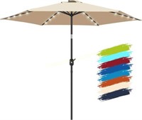 FRUITEAM 9FT Solar LED Umbrella - Beige