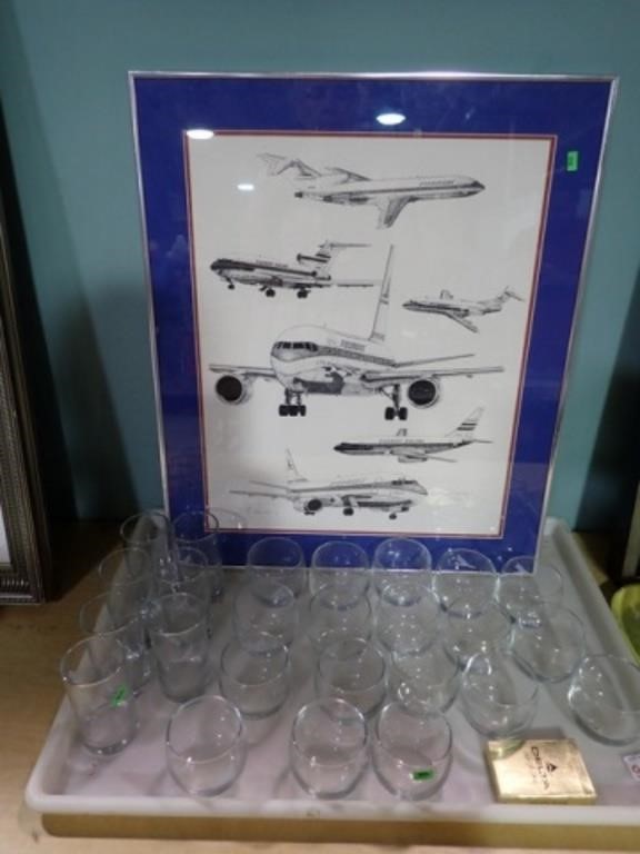 PIEDMONT AIRLINES GLASSES + LITHO, DELTA CARDS