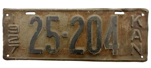 1927 Kansas License Plate