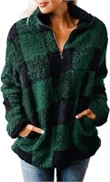 2XL Plaid Sherpa Fleece Zip Sweatshirt