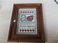 Apple Cross Stitch Framed 5x7