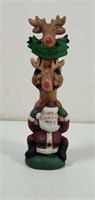 Santa and Reindeer totem pole ceramic